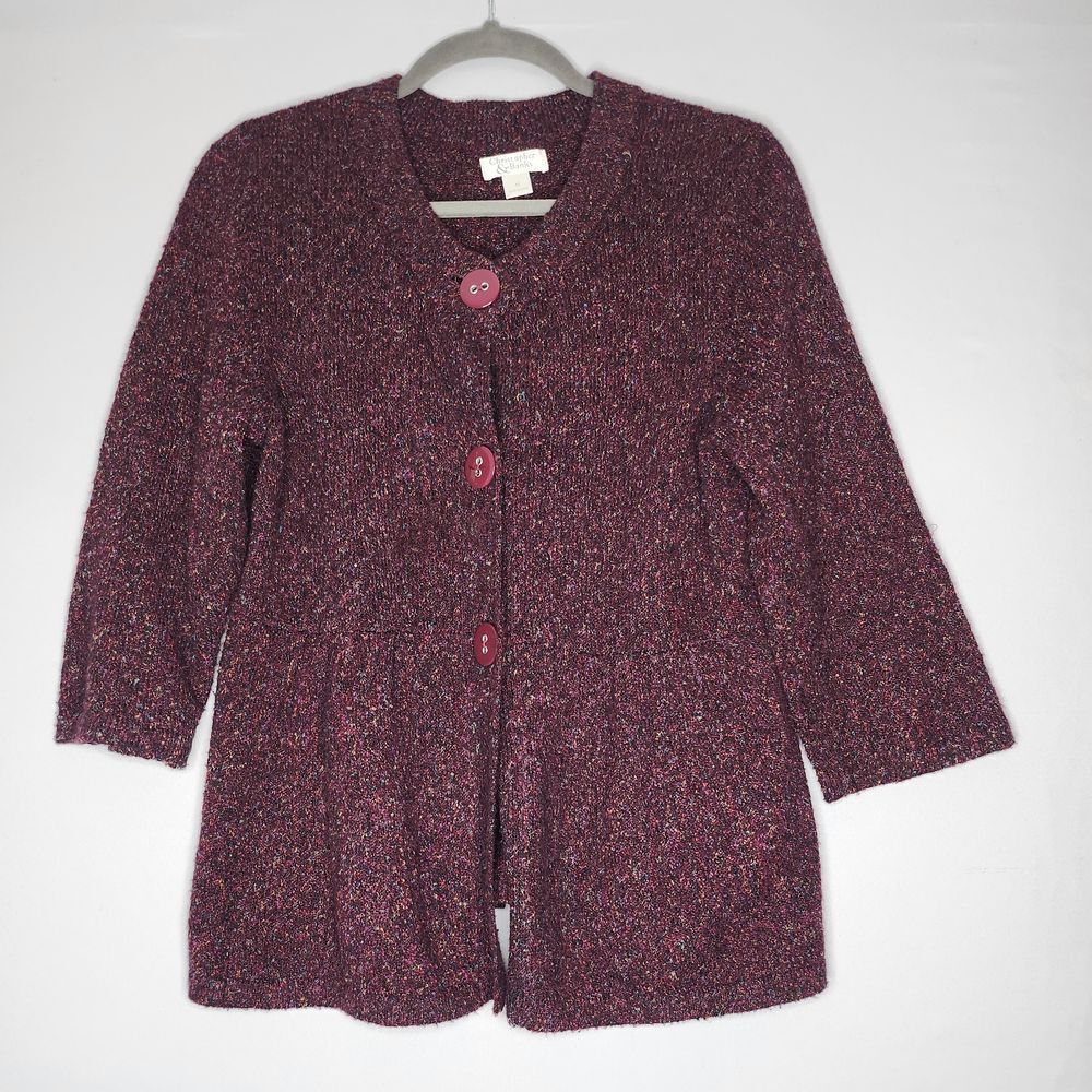 Christopher & Banks Women's Burgandy Short Sleeve Sweater Med